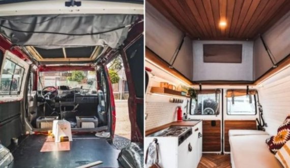 Shndërrimi i pabesueshëm, familja transformon furgonin e vjetër në një kamper luksoz
