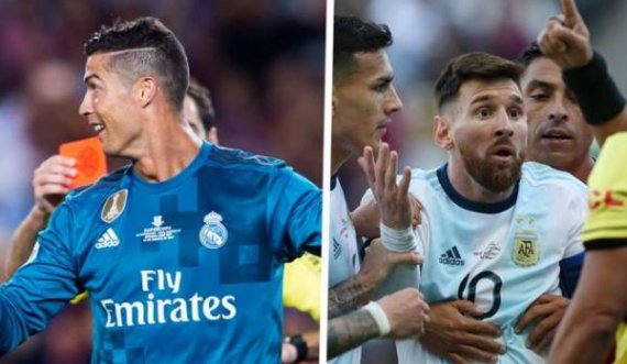 Kush ka më shumë kartonë të kuq në karrierë: Messi apo Ronaldo?