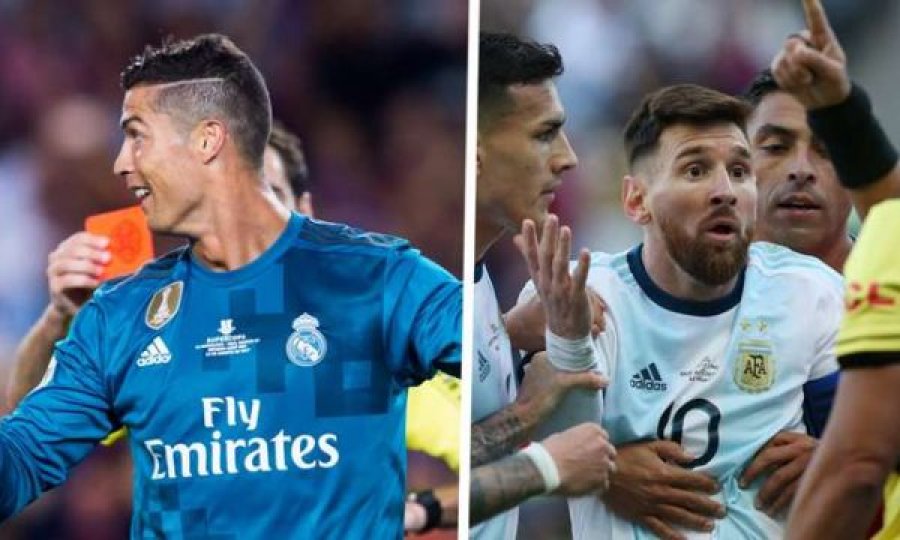 Kush ka më shumë kartonë të kuq në karrierë: Messi apo Ronaldo?