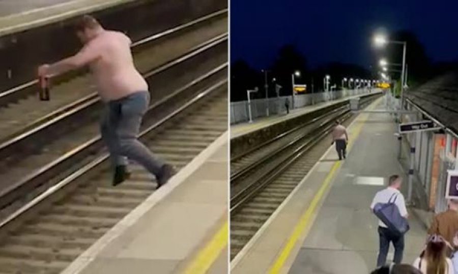 Burri kërcen mbi shinat e trenit, shpëtohet në sekondën e fundit 