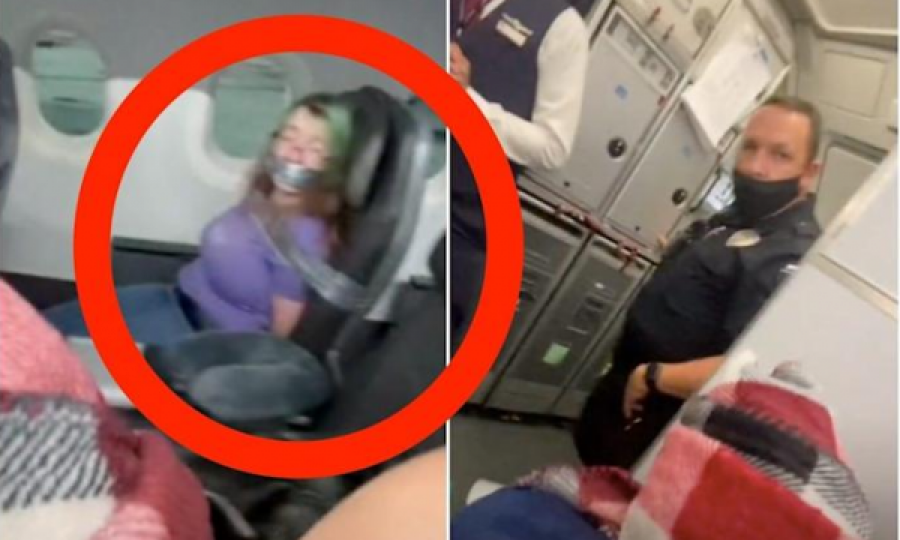 Gruaja lidhet me izolant gjatë fluturimit pasi kafshoi stjuardesën e tentoi të hapte derën e avionit