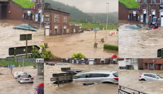 Pamje nga të reshurat në Belgjikë, veturat barten nga uji