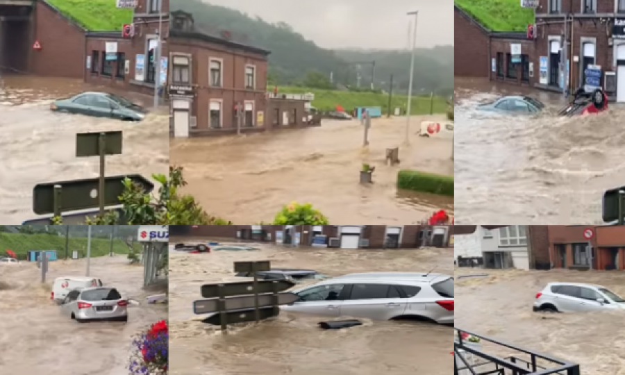 Pamje nga të reshurat në Belgjikë, veturat barten nga uji