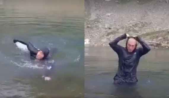 Haradinaj  në majën e Gjeravicës, zhytet pak edhe në liqen: Uji s’qenka i ftohtë