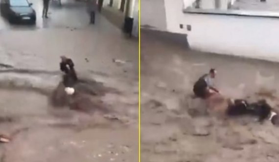 Austriaku i shpëton jetën çiftit turk gjatë vërshimeve, shihni momentin
