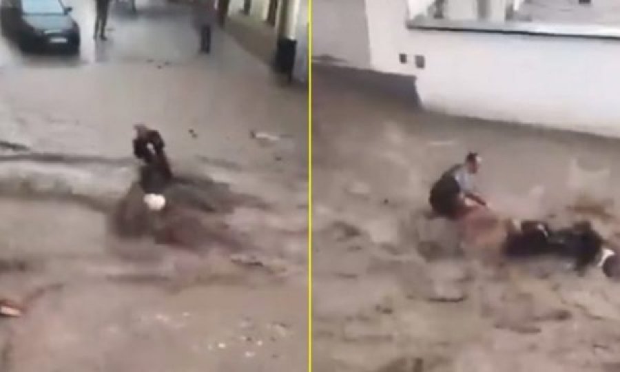 Austriaku i shpëton jetën çiftit turk gjatë vërshimeve, shihni momentin