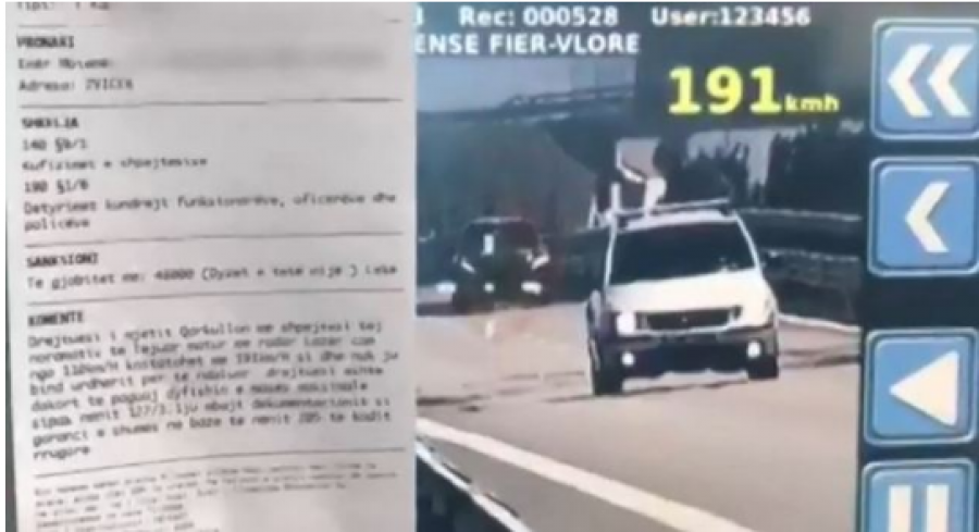  Vazhdon vozitja e “çmendur” nëpër rrugët e Shqipërisë, kosovari kapet në radar me shpejtësi 191km/h 