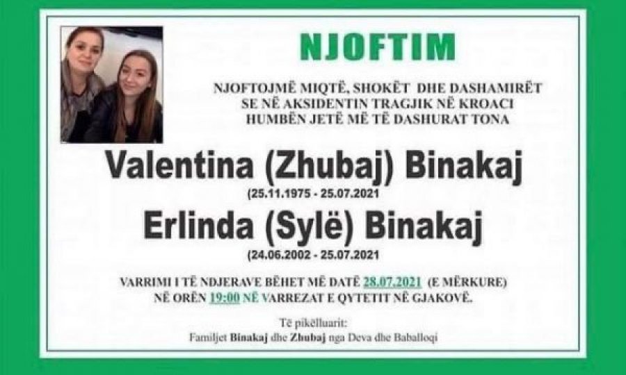 Nënë e bijë që vdiqën në aksidentin tragjik varrosen në orën 19:00