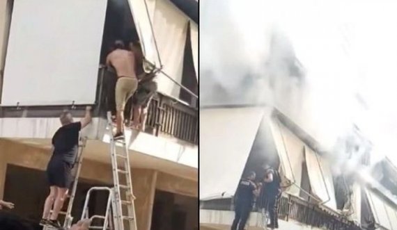  Zjarr në banesën e të moshuarës, shikoni si e shpëtojnë fqinjët 