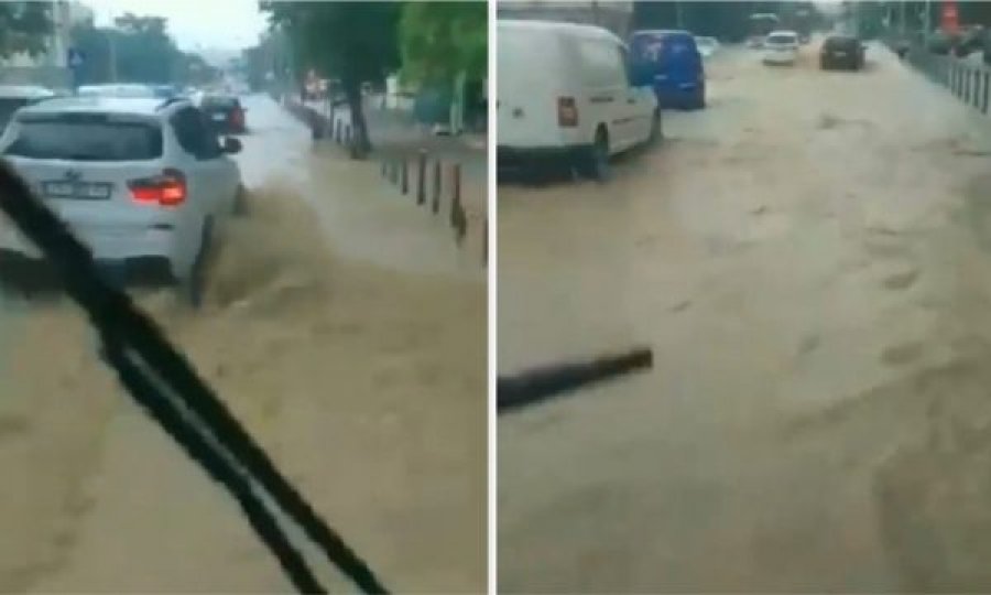  Pas stuhisë së shiut në Prishtinë, vërshohet rruga Agim Ramadani 