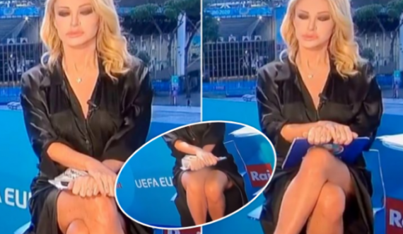 Gazetarja për “Euro 2020” hap këmbët gjatë transmetimit, tifozët të bindur se nuk kishte të brendshme