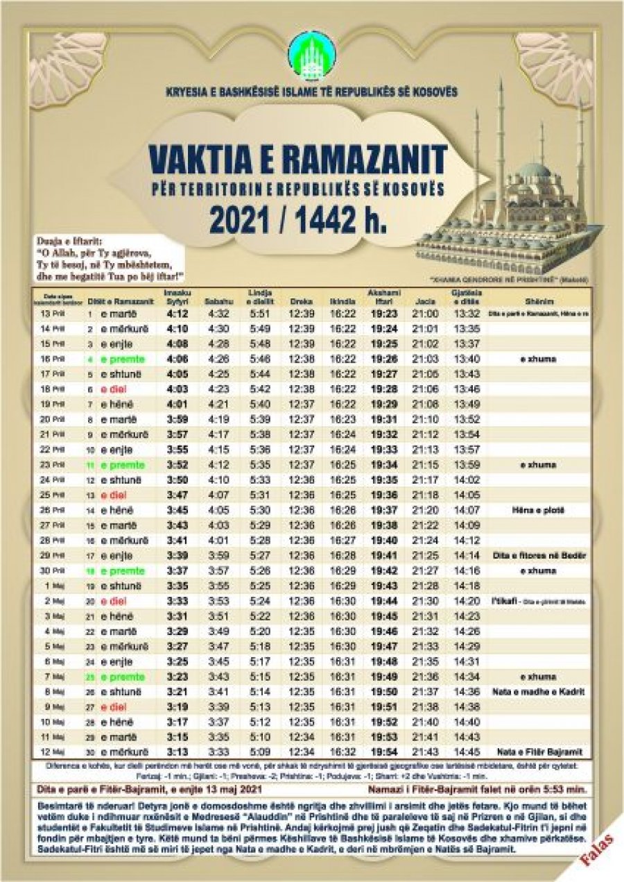 Publikohet vaktia e muajit të Ramazanit Kosova Sot