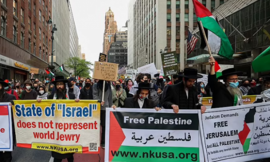 Disa hebrenj në Nju Jork e Uashington protestojnë në përkrahje të Palestinës