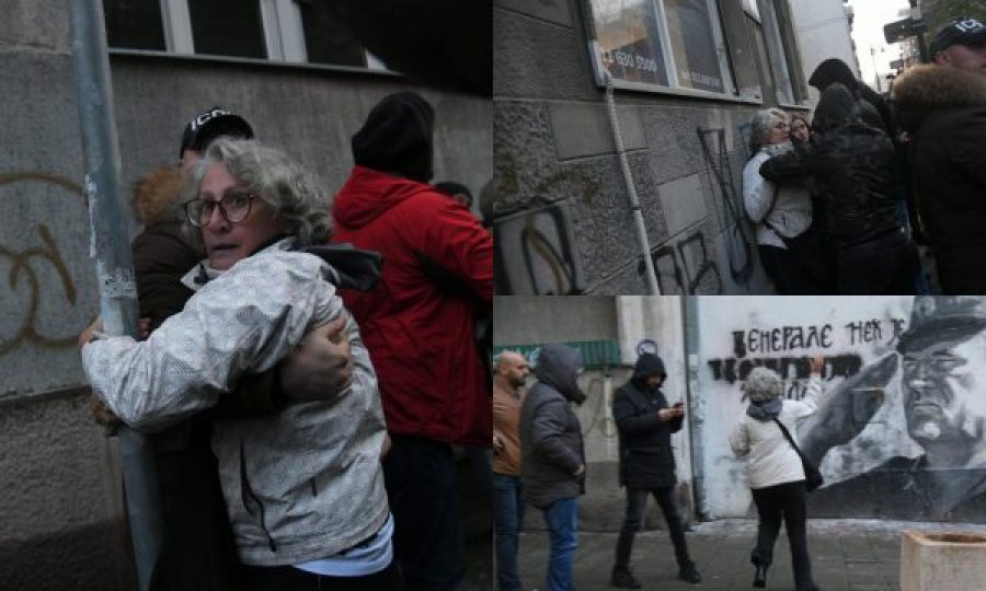 Aktivistja serbe e gjuan muralin e Mlladiqit në Beograd, sulmohet dhe arrestohet – një shkrimtar mundohet ta mbrojë