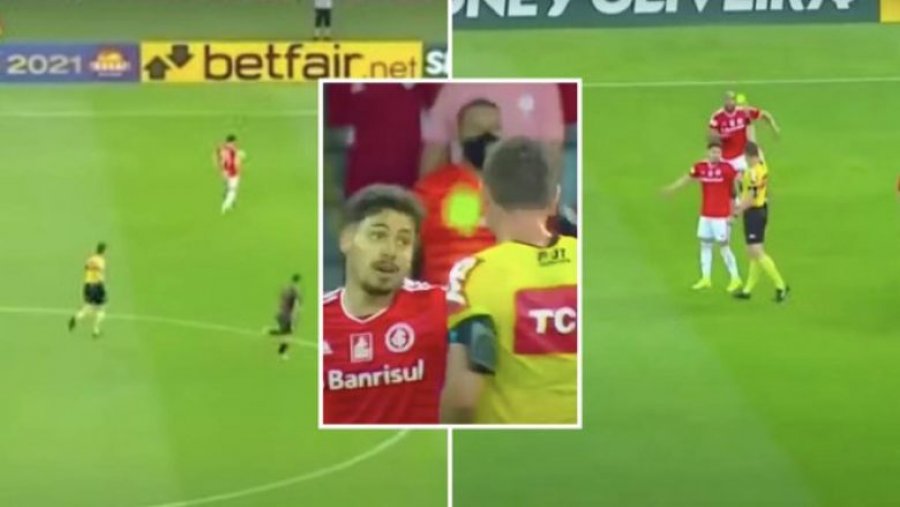 Ndëshkohet me kartonë të verdhë se bënte driblime me top – askush nga lojtarët nuk e kuptoi vendimin e gjyqtarit në ndeshjen ligës braziliane