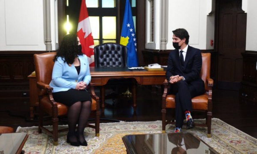 Pamje nga takimi mes kryeministrit të Kanadasë dhe presidentes Vjosa Osmani