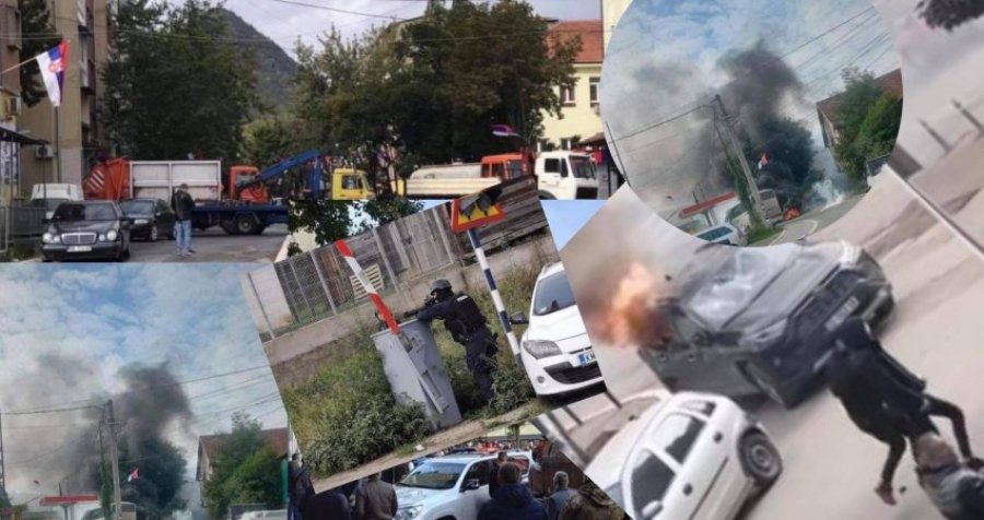 ‘Lufta’ e shkurtër në Mitrovicë, xhama të thyer, polic të lënduar, gjuajtje me armë e djegie makinash