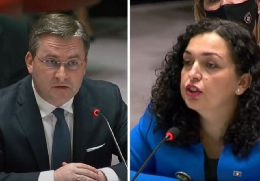 Presidentja e Kosovës, Vjosa Osmani-Sadriu- 8-2, kundrejtë, ministrit e Jashtëm të Serbisë, Nikolla Selakoviq në OKB,