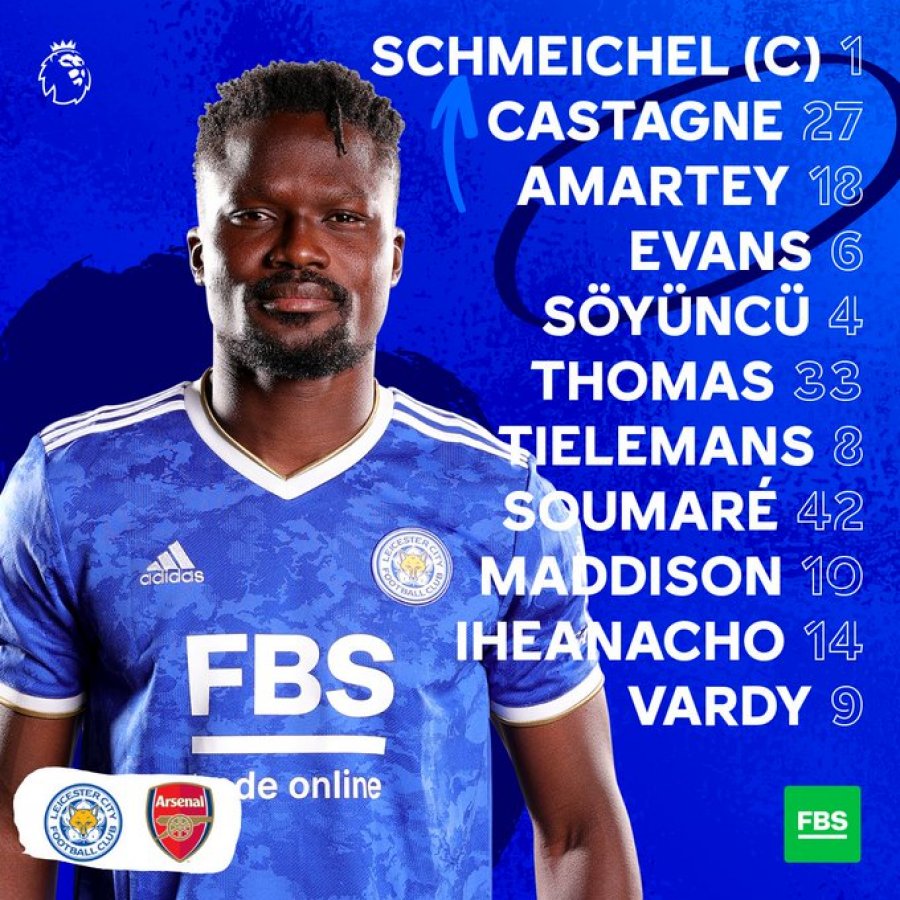 Formacionet zyrtare të ndeshjes Leicester-Arsenal