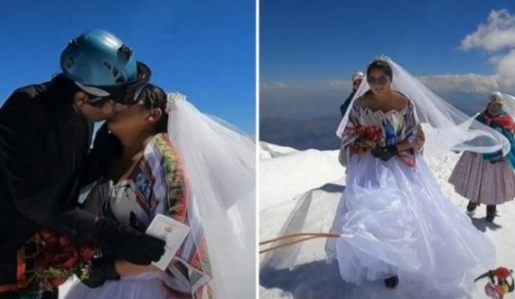  Martesë në mbi 6.500 metra lartësi, çifti realizon një ceremoni përrallore 