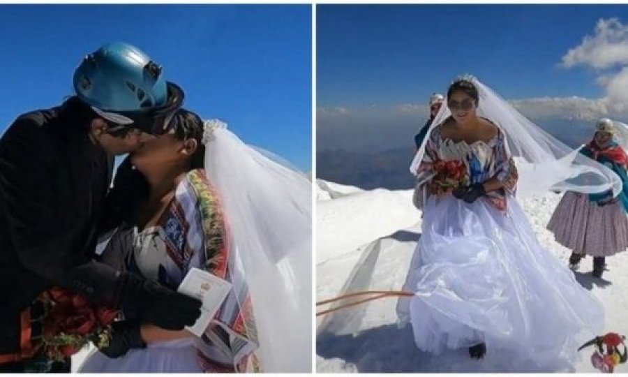  Martesë në mbi 6.500 metra lartësi, çifti realizon një ceremoni përrallore 