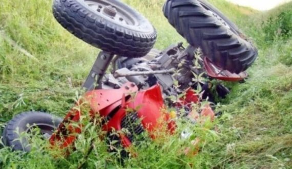  Vdes kosovari pasi i rrokulliset traktori gjatë vozitjes 