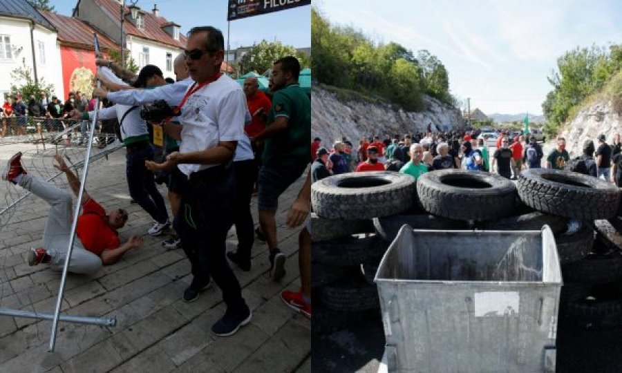 Flakë në Mal të Zi, protestuesit i bërtasin Policisë, ata ndërhyjnë me buldozer për t’i hequr barrikadat