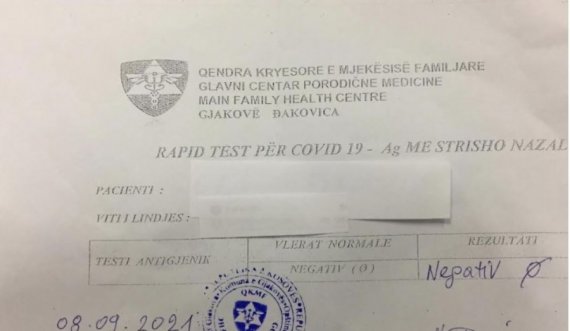 Kështu duket një test negativ që po lëshohet nëpër laboratorët e Kosovës