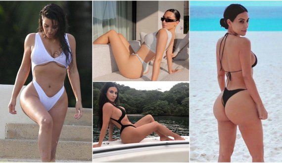Me të pasmet bombastike në plan të parë, Kim Kardashian dhuron spektakël me linjat trupore seksi në plazh