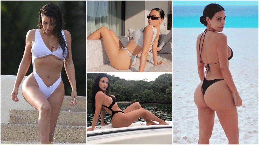 Me të pasmet bombastike në plan të parë, Kim Kardashian dhuron spektakël me linjat trupore seksi në plazh