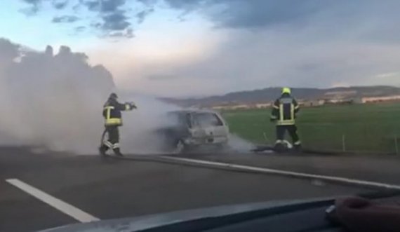 Digjet vetura në autostradën 'Arbën Xhaferi'
