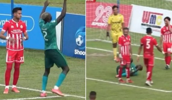 Futbollisti i provokon tifozët kundërshtarë me vallëzim, përfundon në tokë me simulim komik