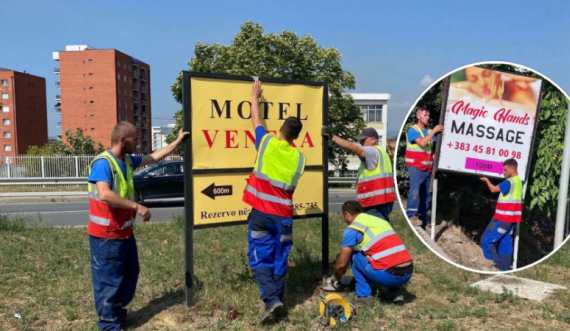 Komuna e Prishtinës  largon reklamat e vendosura nga motelet