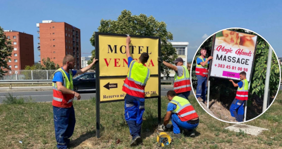 Komuna e Prishtinës  largon reklamat e vendosura nga motelet