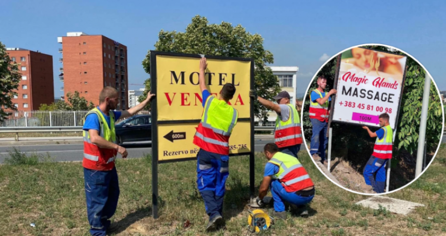 Komuna e Prishtinës largon reklamat e vendosura nga motelet