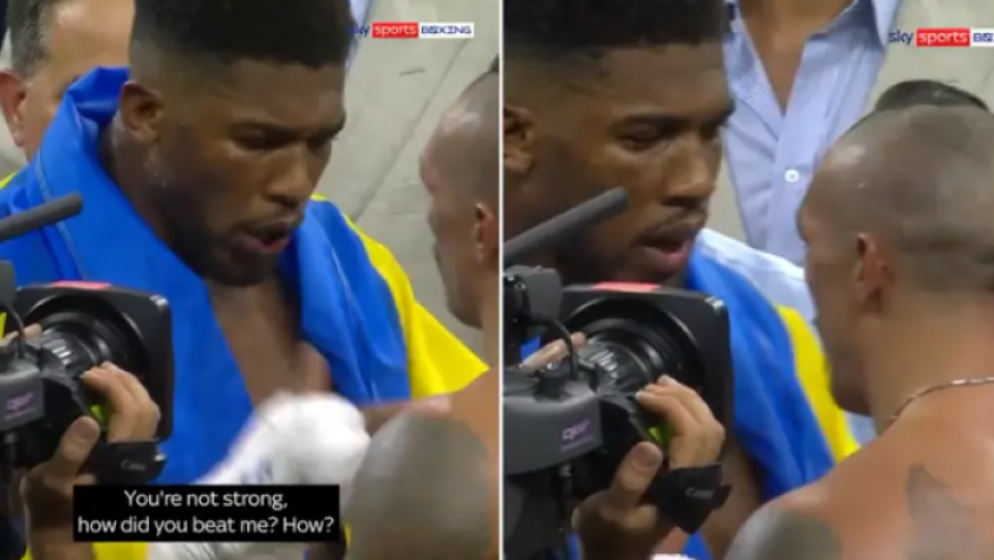 Momenti kur Anthony Joshua i kërkon Olesandr Usykut t’i tregojë se si e mposhti