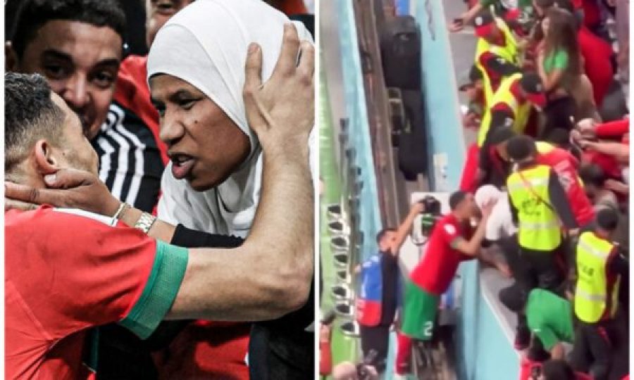 Futbollisti maroken shkon e përqafon nënën pas  gëzimit të fitores, ajo  kishte punuar si pastruese në Spanjë!