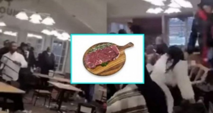Përleshje masive mes klientëve në restorant për biftekun e fundit
