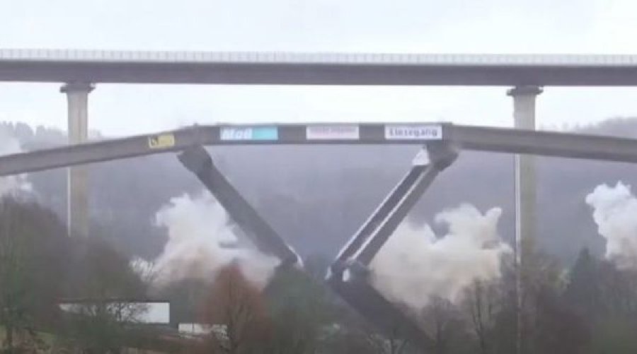 Pamje nga shembja spektakolare e urës me 120 kg eksplozivë në Gjermani