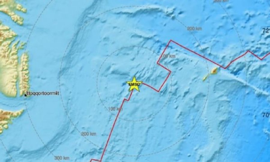 Një tërmet me magnitudë 5.9 tronditi detin midis Grenlandës dhe ishullit të pabanuar norvegjez