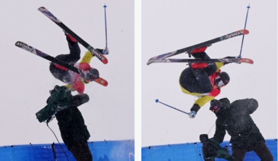 Olimpiada Dimërore: Skitari gabon në lëvizje, përplaset me kameramanin