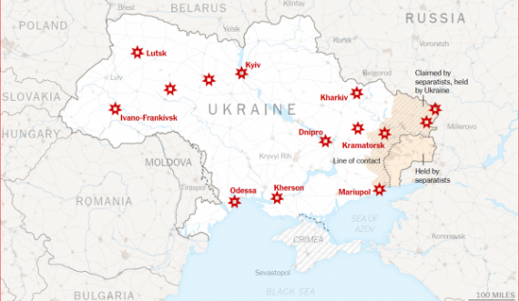 Harta e sulmeve, ku e goditi deri më tani Rusia me raketa Ukrainën