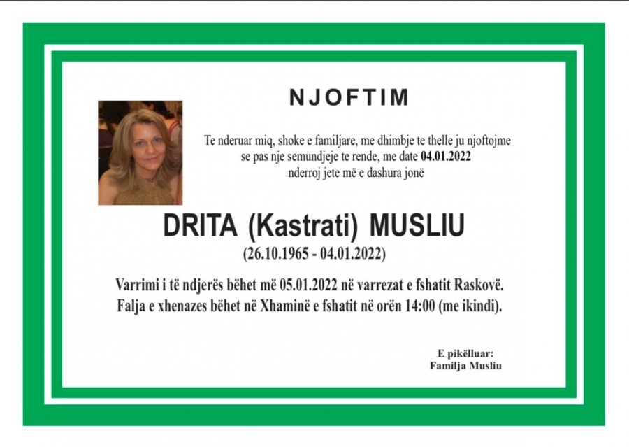 Vdes në moshë të re policja kosovare Drita Kastati- Musliu