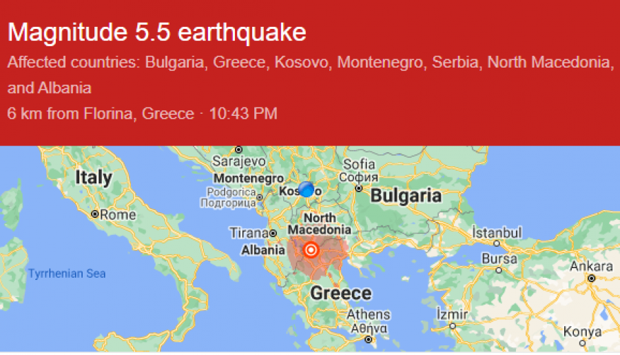  Tërmeti 5.5 shkallësh u ndie në 7 shtete të rajonit 
