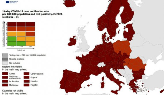 Covid 19/ Evropa Perëndimore dhe Jugore e gjitha në të kuqe të errët në hartën ECDC