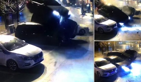 Videoja e aksidentit bëhet virale, vetura “fluturon” në ajër pas përplasjes dhe “parkohet”