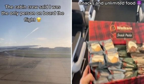 Pasagjeri i vetëm në aeroplan, i riu udhëtoi për tetë orë plotësisht i vetmuar – videoja bëhet virale