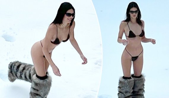 Kendall Jenner sfidon temperaturat e ulta, supermodelja me bikini mikroskopike në dëborë