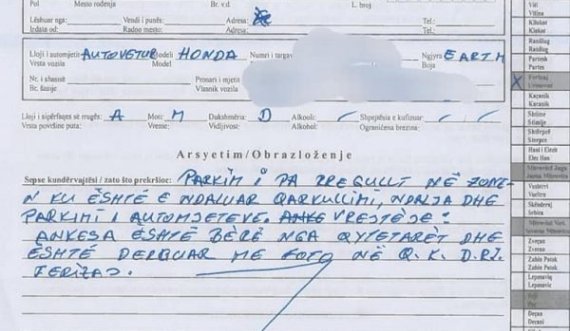 Ferizaj: Gjobë ndaj shoferit për parking të parregullt
