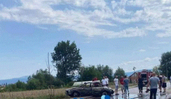 Digjet tërësisht vetura në Podujevë, dyshohet se shpërtheu një bombolë gazi